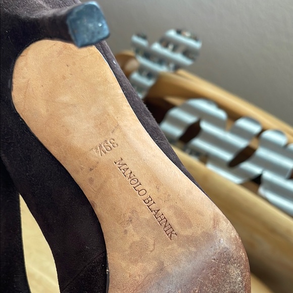 Manolo Blahnik CHOCOLATE Brown SUEDE Rose pointed heels 👠 9.5 - Picture 4 of 7